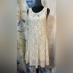 Free People Cream Lace Midi Dress stretch lined Holiday Christmas Celebration